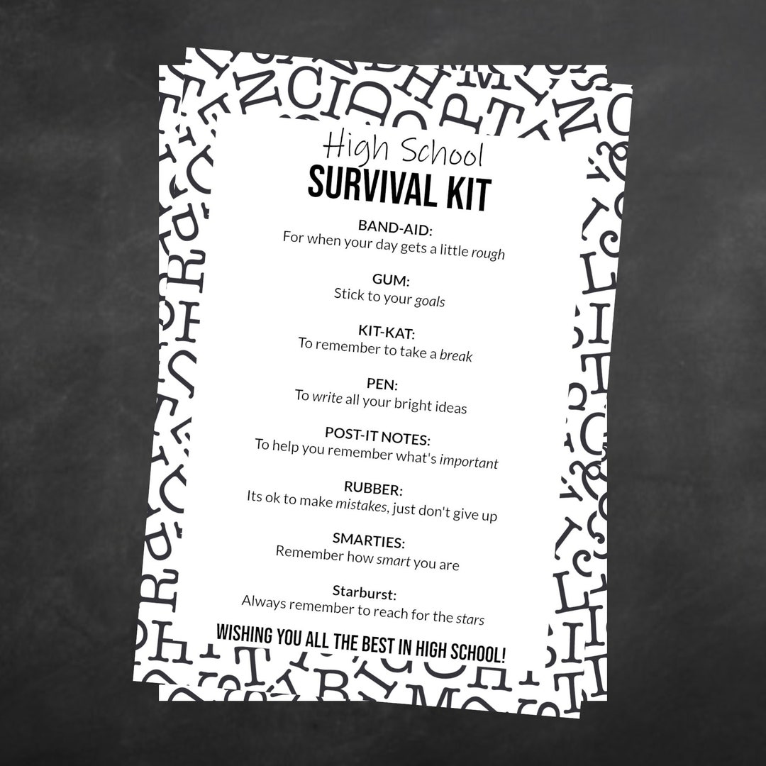 High School Survival Kit PRINTABLE DIGITAL FILE Download Only Etsy