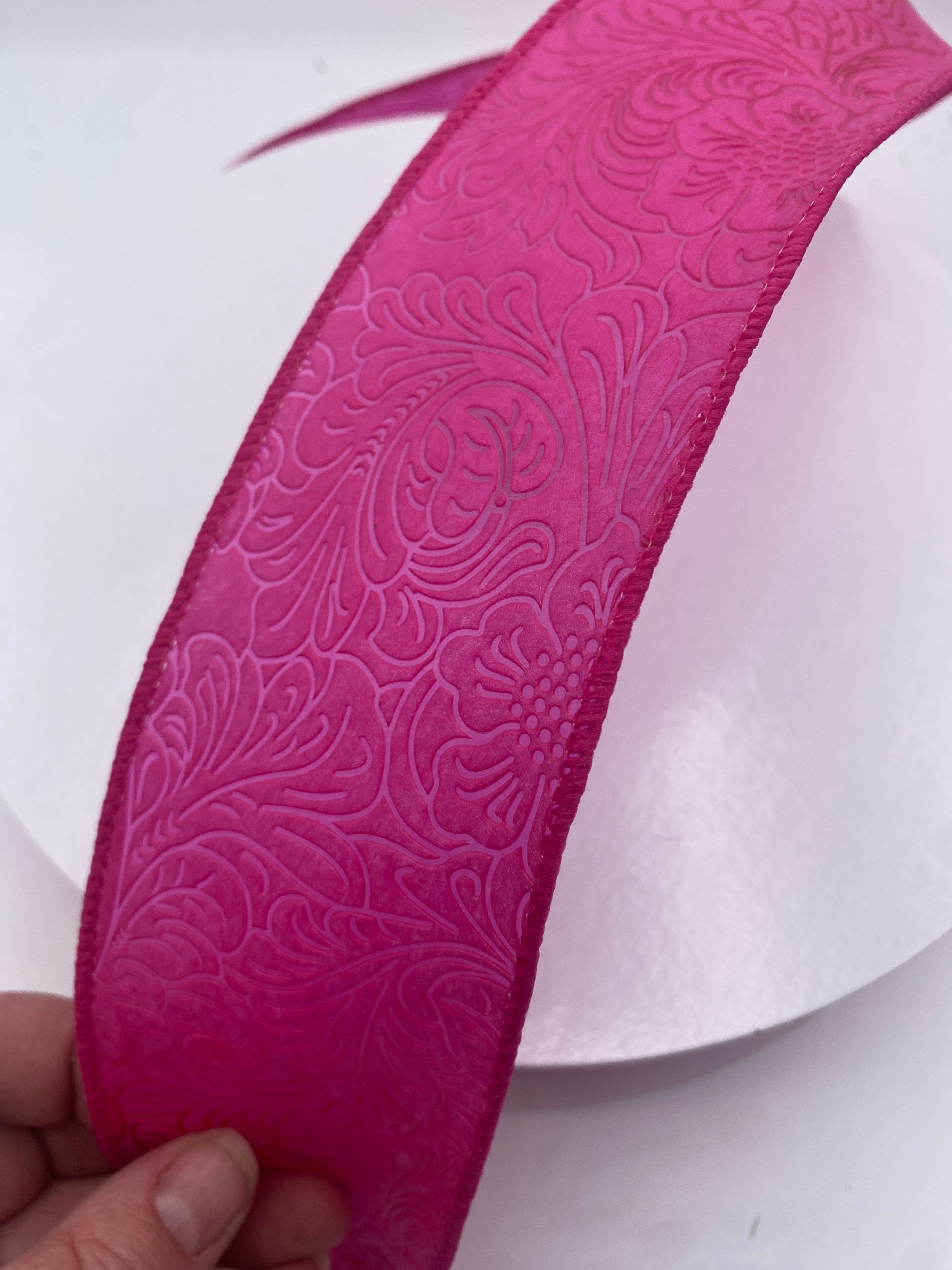 2.5”X 50yd Fushia Flower Embossed Wired Ribbon - RJ33740-28 - Etsy