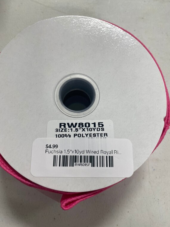 1.5”x10yd Wired Fuchsia Ribbon, Fuchsia Denim Wired Ribbon, Wired