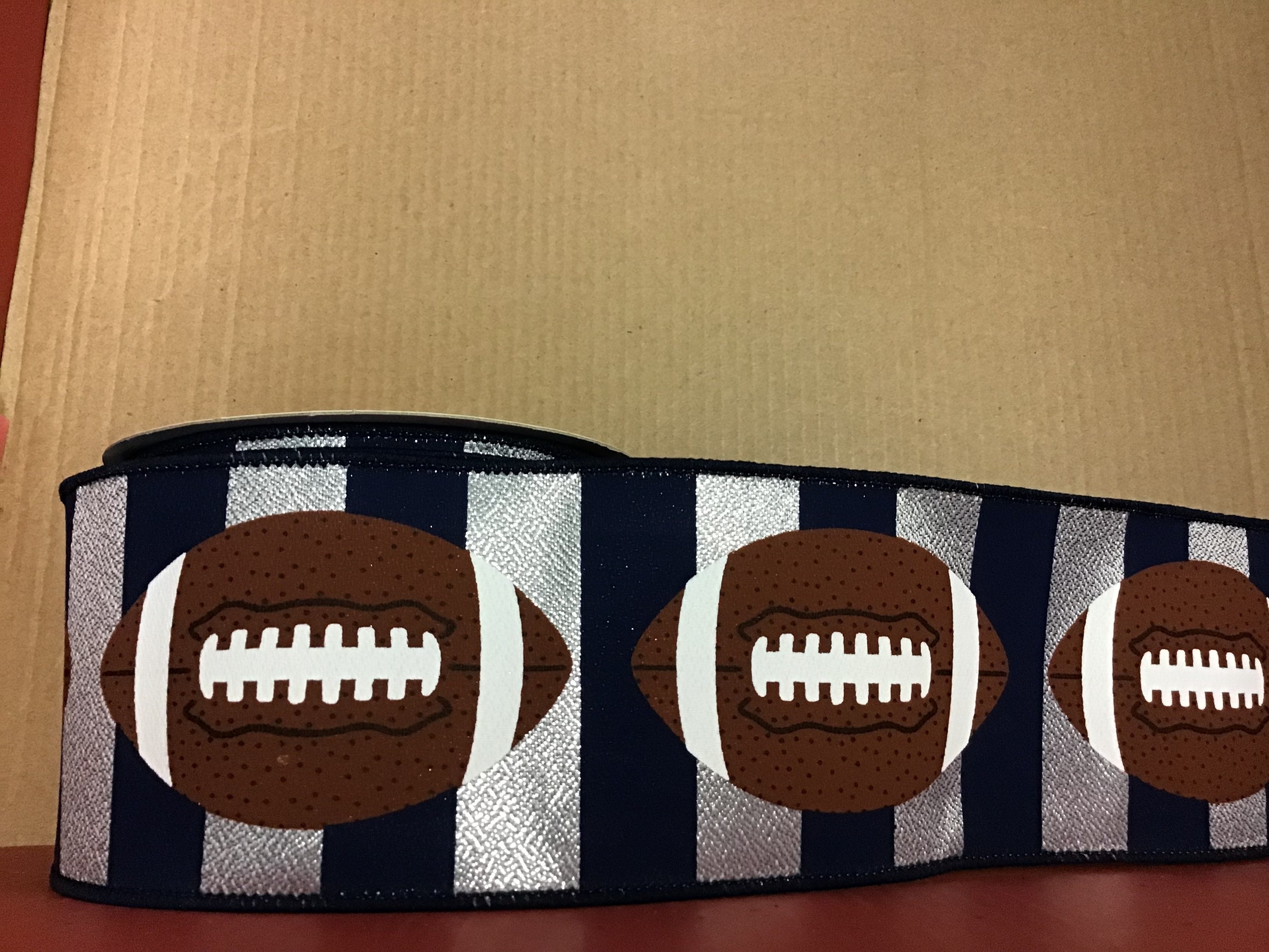 2.5x10yd Football Wired Ribbon Football Ribbon Wired Etsy UK