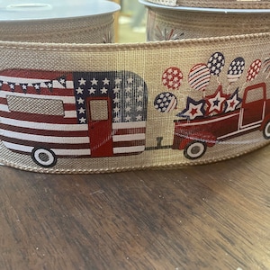 2.5"x10yd wired Patriotic Truck Ribbon, Red and blue Ribbon, Wired Ribbon, 4th of Juli Band, Americana Band, rotes Band, patriotisch,