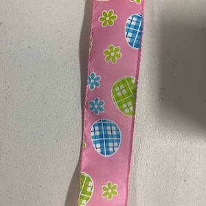 1,5 "x10yd Wired Pink Hard Satin mit Mehrfarbigen Eiern Osterband RJ20109-03"