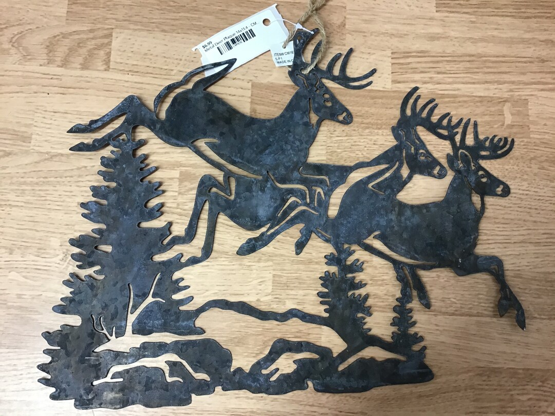 Cut Metal Merry Christmas Deer Plaque 16