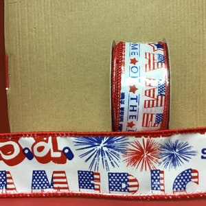 Cinta patriótica con cable de 1,5"x10yd, cinta roja y azul, cinta con cable, cinta del 4 de julio, cinta americana, cinta roja, patriótica