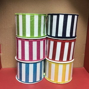 2.5”x10yd wired ribbon, Horizontal Stripe Ribbon, Wired Ribbon, Basic ribbon, Farmhouse ribbon,