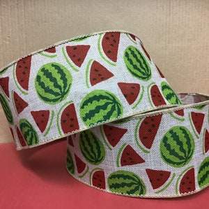 1.5”x10yd 2.5”x10yd, Watermelon Wired Ribbon, Watermelon Ribbon, wired ribbon, 10yd ribbon, Watermelons, Fruit decor, watermelon decor