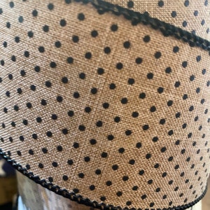 2,5 po. x 10 m avec fil, beige clair/noir, motif pois en relief Royal TR69540-X4