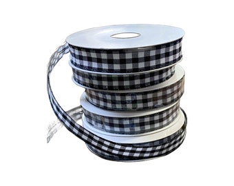 5/8” X 10yd Wired Classica Chex Ribbon - Black/White RJ17203-21