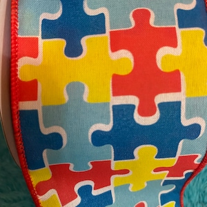 2.5&quot;x10yd Wired Puzzle Pieces - White / Multi R2440-09