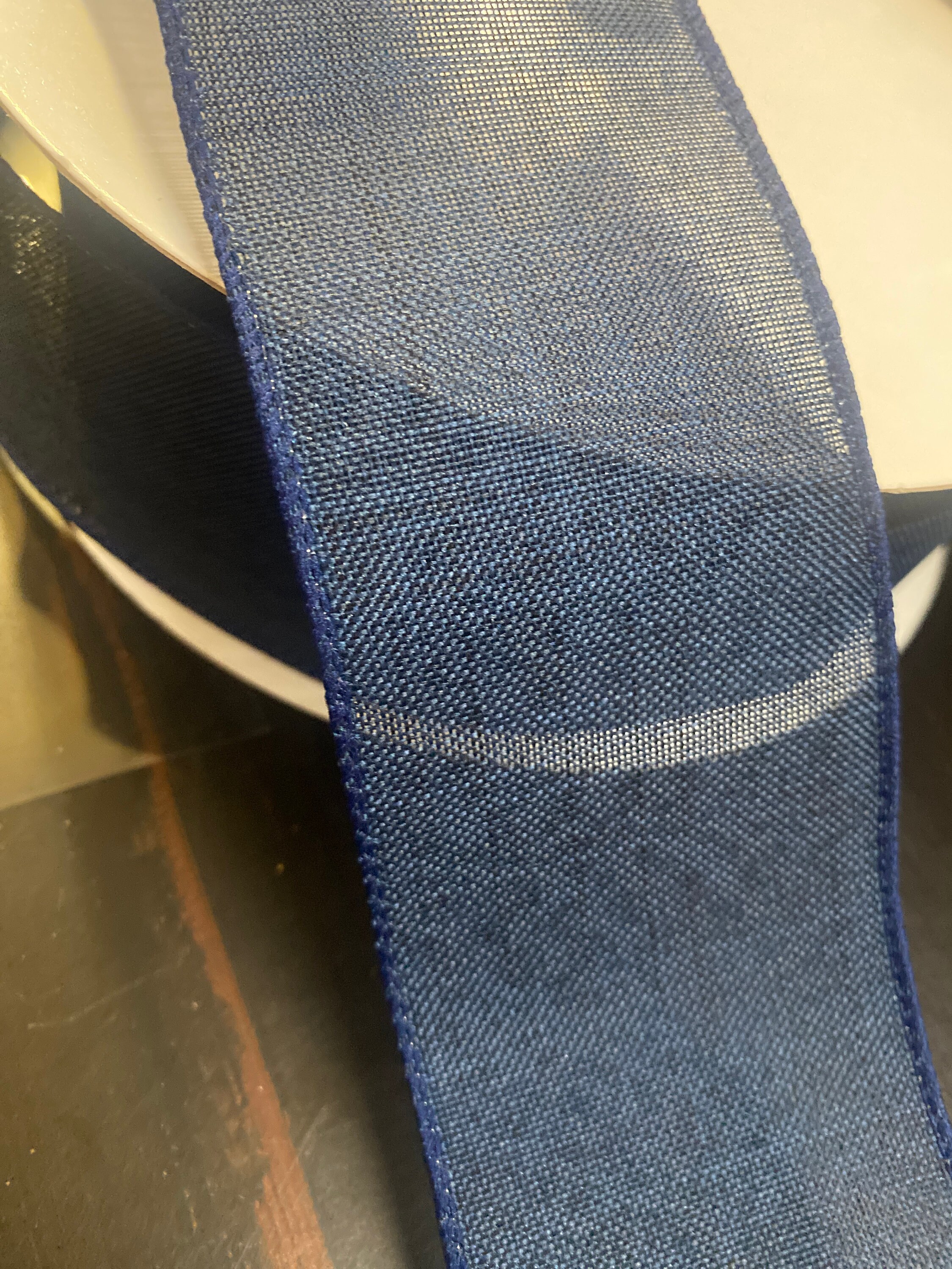 2.5x50yd, Navy Blue Denim Wired Ribbon, Wired Ribbon, 50yd Ribbon