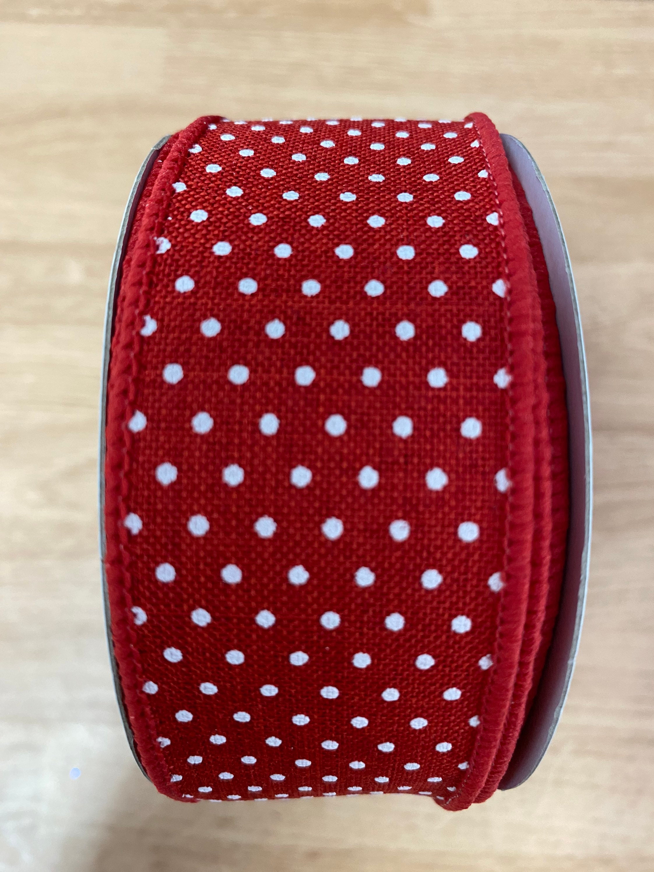 1.5x10yd Wired Ribbon Red Swiss Dot Ribbon Wired Etsy