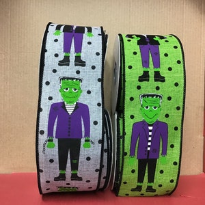 2.5”x10yd Monster Ribbon, Monster Print Ribbon, 2.5&quot; Ribbon, Halloween Ribbon, Fall Ribbon, Halloween