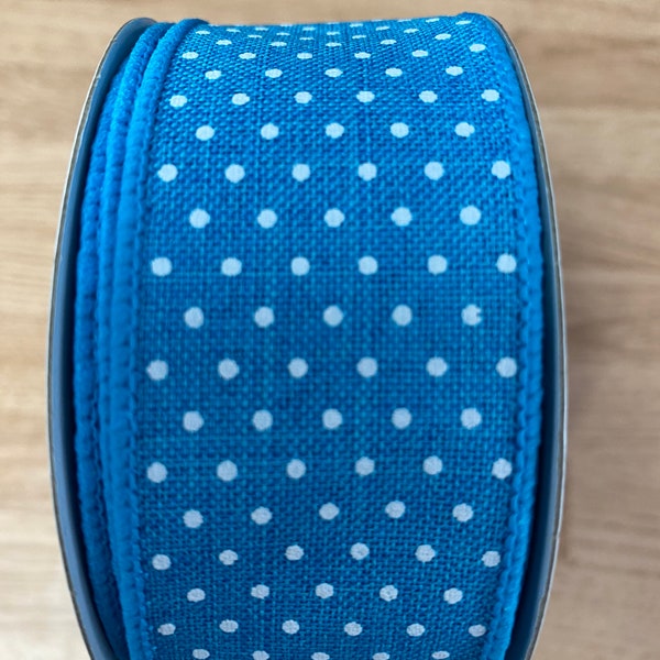 1.5"x10yd wired ribbon, Swiss Dot Ribbon, Wired Ribbon, robbin egg ribbon, Spring ribbon, Farmhouse ribbon, turquoise ribbon, teal ribbon