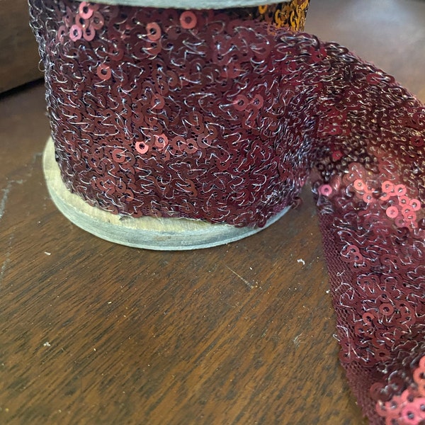 2" Sequin Wrap, Matte Ruby 9.8' Roll, Oasis Lace, Oasis Sequin Wrap, Matte Sequin Wrap, Sequins