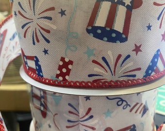 Cinta patriótica con cable de 1,5"x10yd, cinta roja, blanca y azul, cinta con cable, cinta del 4 de julio, cinta americana, cinta roja, patriótica