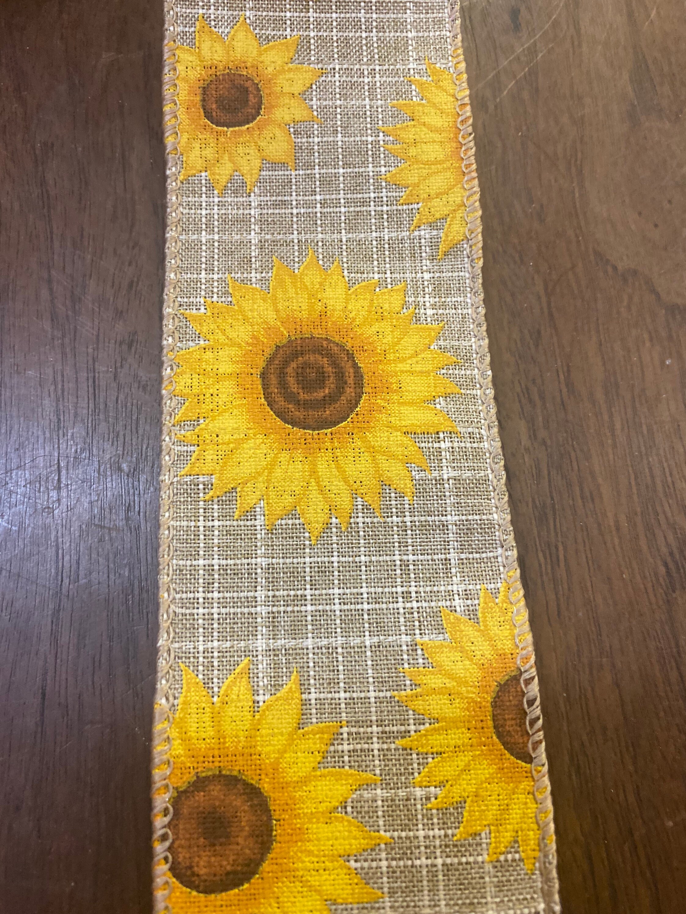 2.5”x10yd Sunflower Wired Ribbon, Sunflowers, Wired Ribbon