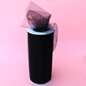6" Black - Tulle Fabric-25yds/Spool