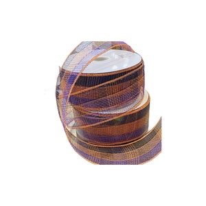 2.5 “ X 25yd Halloween Mesh - Black / Orange / Purple