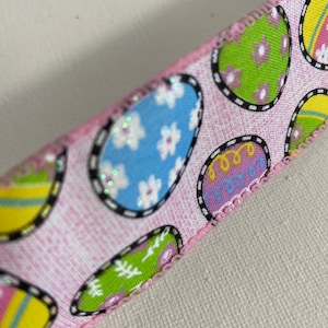 1,5 "X 10yd Wired Leinen Ostereier mit Schwarz / Weiß Rand Band - Rosa / Multi - RJ9509-03