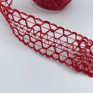 2.5&quot;X10yd Wired Hex Open Weave Ribbon - Red -  RJ33240-12