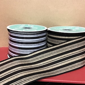 2.5”x10yd wired ribbon, Vertical Stripe Ribbon, Wired Ribbon, Basic ribbon, Farmhouse ribbon,