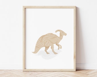 Parasaurolophus Dino Wall Art, Pre-Historic Playroom Print, Dinosaur Bedroom Decor/ Accessories, Dinosaur Art Print, Jurassic Poster