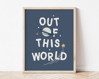 Weltraum 'Nicht von dieser Welt' Kunstdruck, Weltraum Schlafzimmer Dekor, Kinderzimmer Wandkunst, Kinder Galaxie Spielzimmer Druck, Sonnensystem Geschenk für Kinder