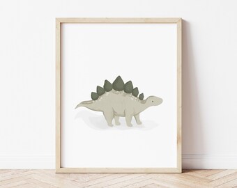 Stegosaurus Dinosaur Art Print, Pre-Historic Nursery Decor (UNFRAMED)
