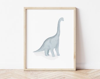 Brontosaurus Dinosaur Art Print, Pre-Historic Nursery Decor