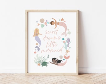 Mermaid Children's Print, Under the Sea Nursery Art