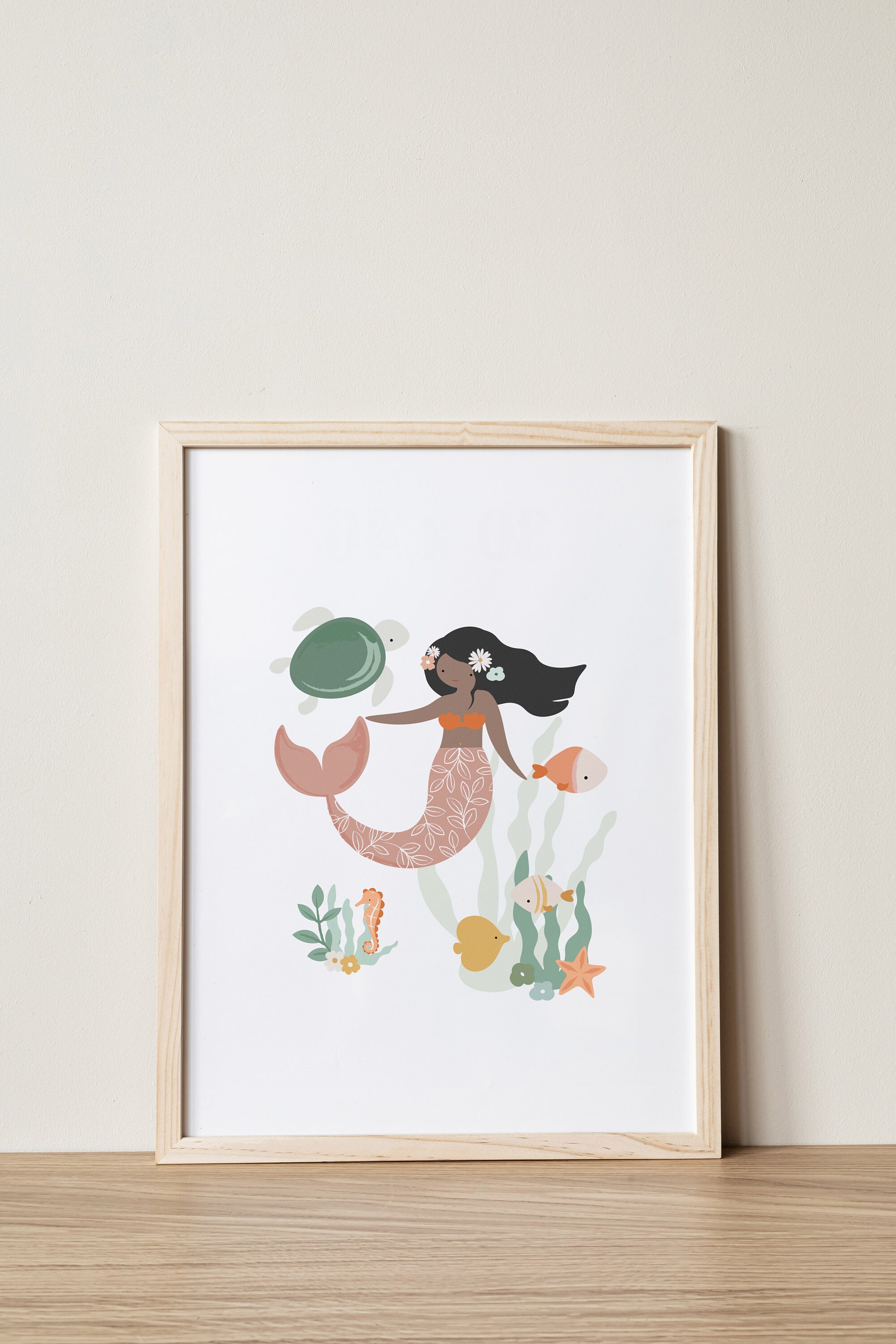 Mermaid Personalised Print Nursery Wall Art Ocean Kids Wall | Etsy