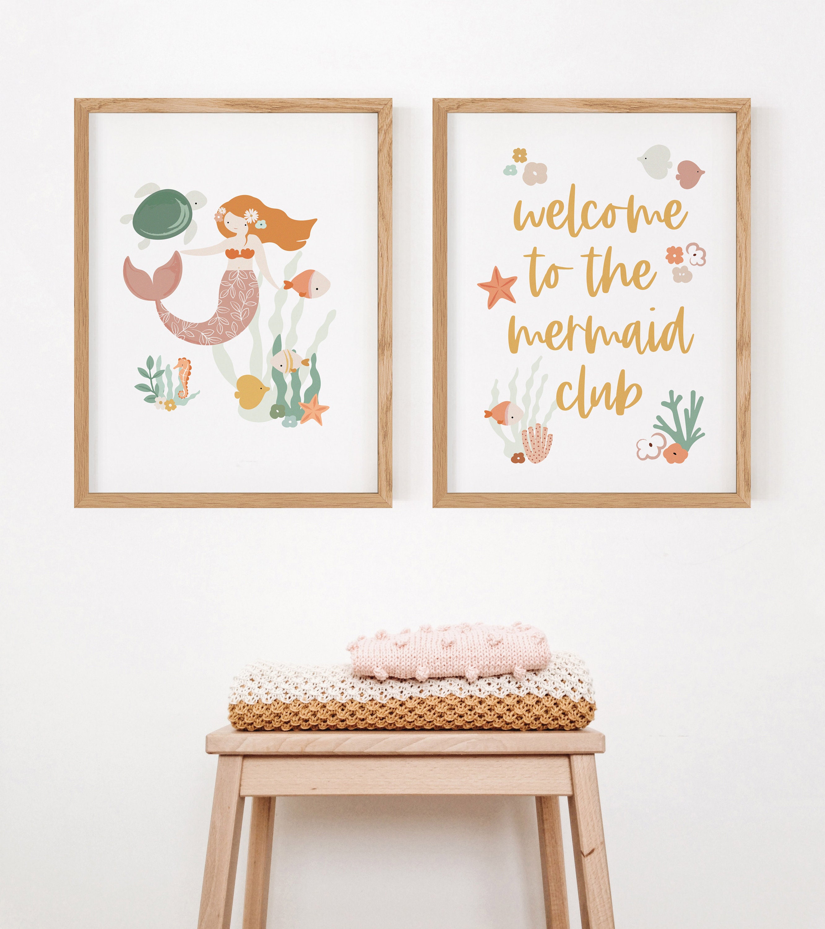 Mermaid Personalised Print Nursery Wall Art Ocean Kids Wall | Etsy