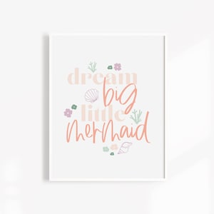 Personalised Mermaid Print Set, Mermaid Nursery Decor, Ocean Bedroom ...