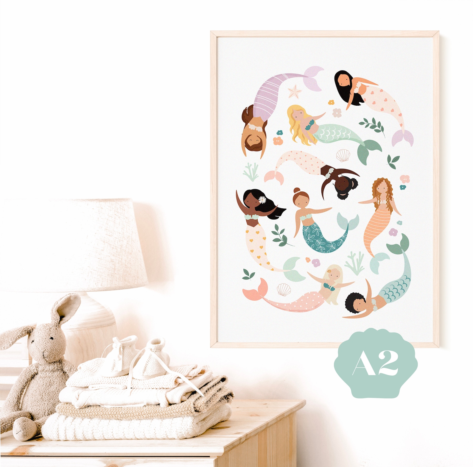 Mermaid Childrens Print Kids Ocean Wall Art Mermaid Bedroom | Etsy