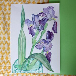 Iris n04 - Watercolor from the "Iris" series (17.8 x 25.4 cm)