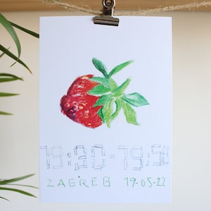 Dessin Fraise 1 - impression sur carte A6 signée par l'artiste