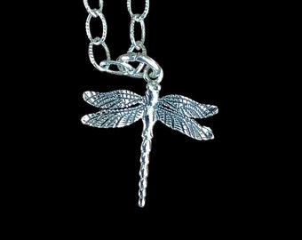 Tiny Dragonfly Necklace, Sterling Silver Dragonfly Charm