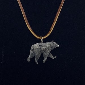 Bear Necklace,  Stainless Steel Chain with Bear Pewter Pendant