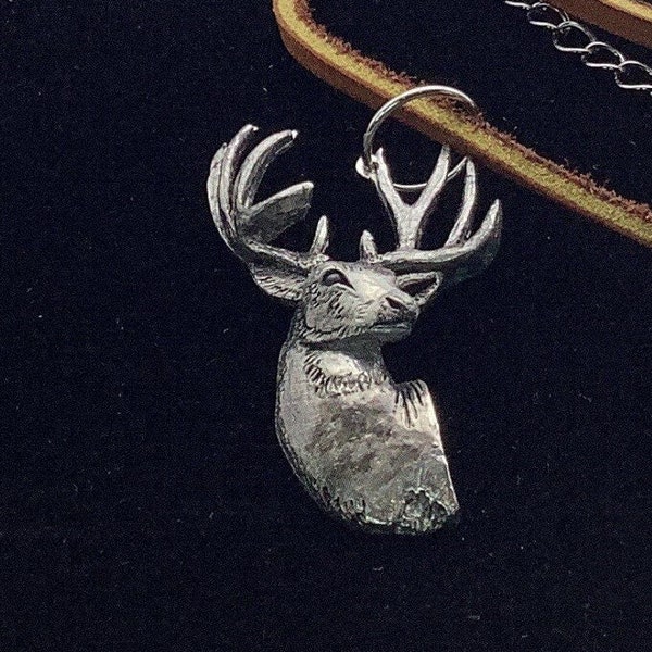 Pewter Whitetail Deer Pendant Necklace