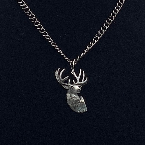 Pewter Whitetail Deer Pendant Necklace