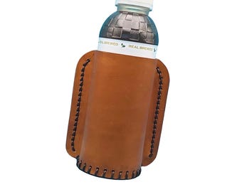 Leather Saddle Drink Holder for Saddle Billet Strap in Tan