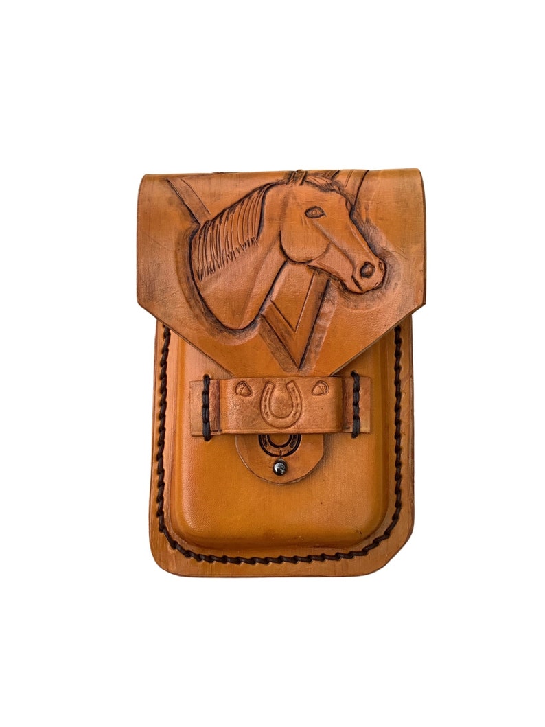 Leather Phone Holder for Saddle Billet Strap With Handtooled Etsy
