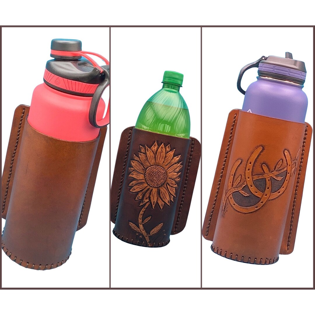 Large Water Bottle Holder for Saddle Billet Strap Leather Etsy