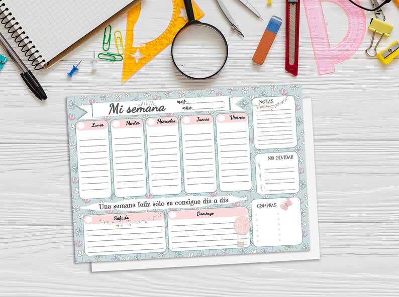 Spanish Planner Organizador semanal Español Planificador Etsy