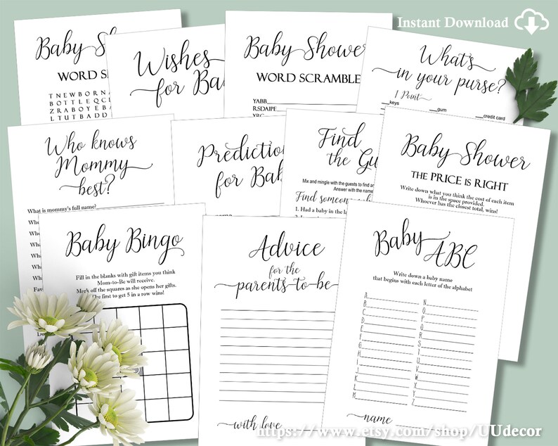 Bilingual Babyshower English and Spanish Baby Shower Games Etsy