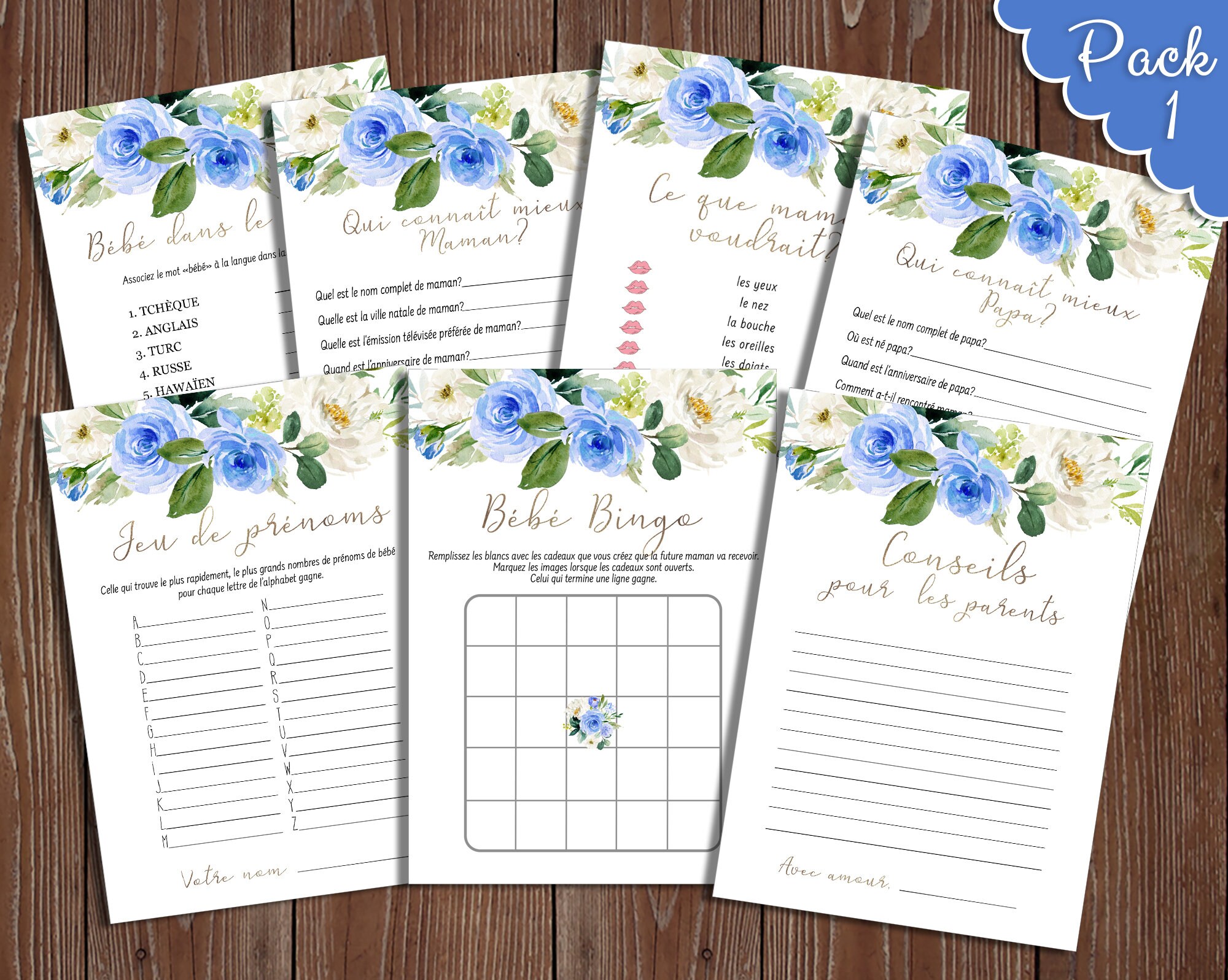 Jeux De Baby Shower Jeux De Garcon French Baby Shower Games Etsy