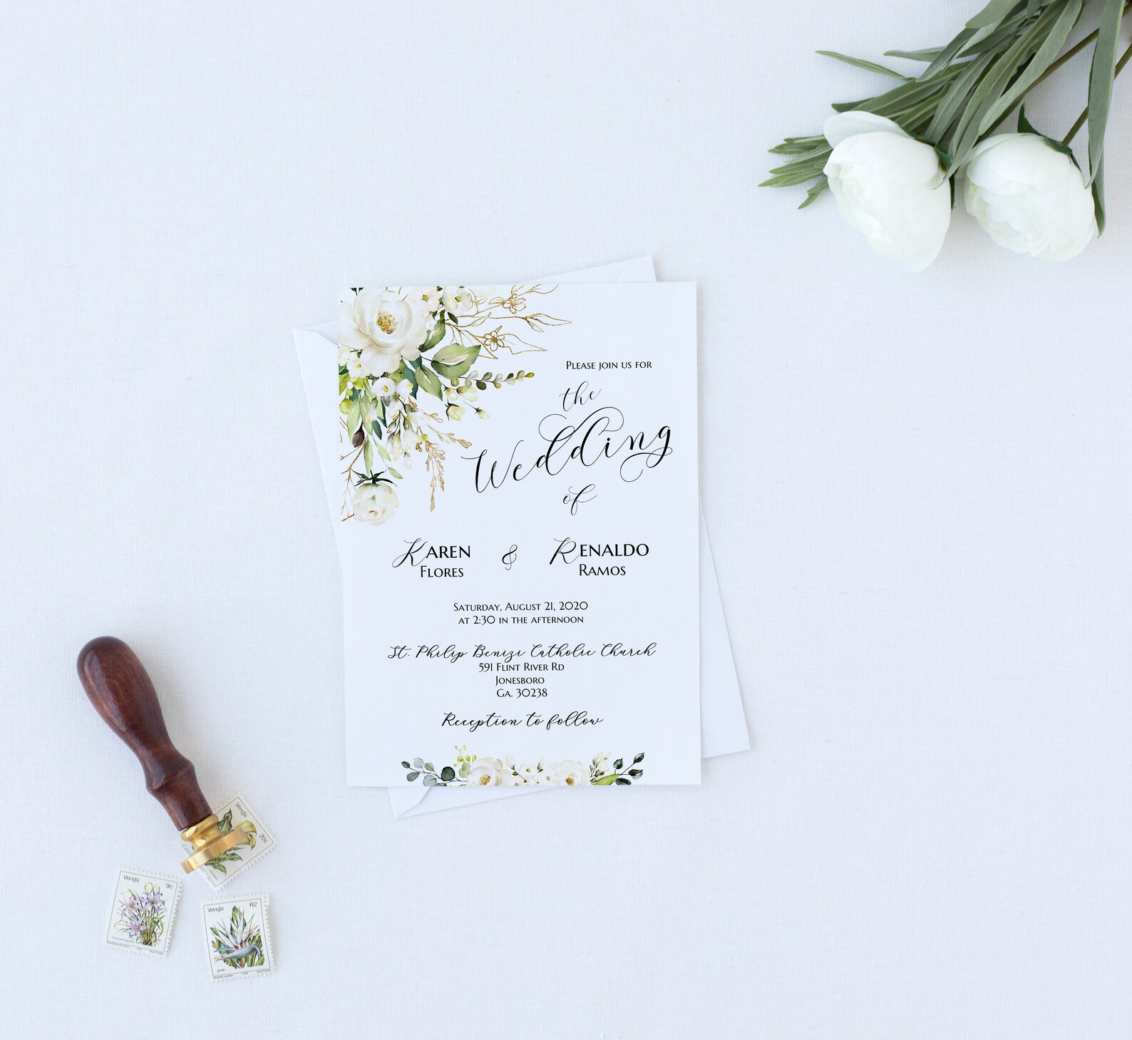 White Wedding Invitation Printable Wedding Invitation Set | Etsy