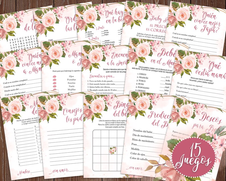 Bilingual Babyshower English and Spanish Baby Shower Games Etsy