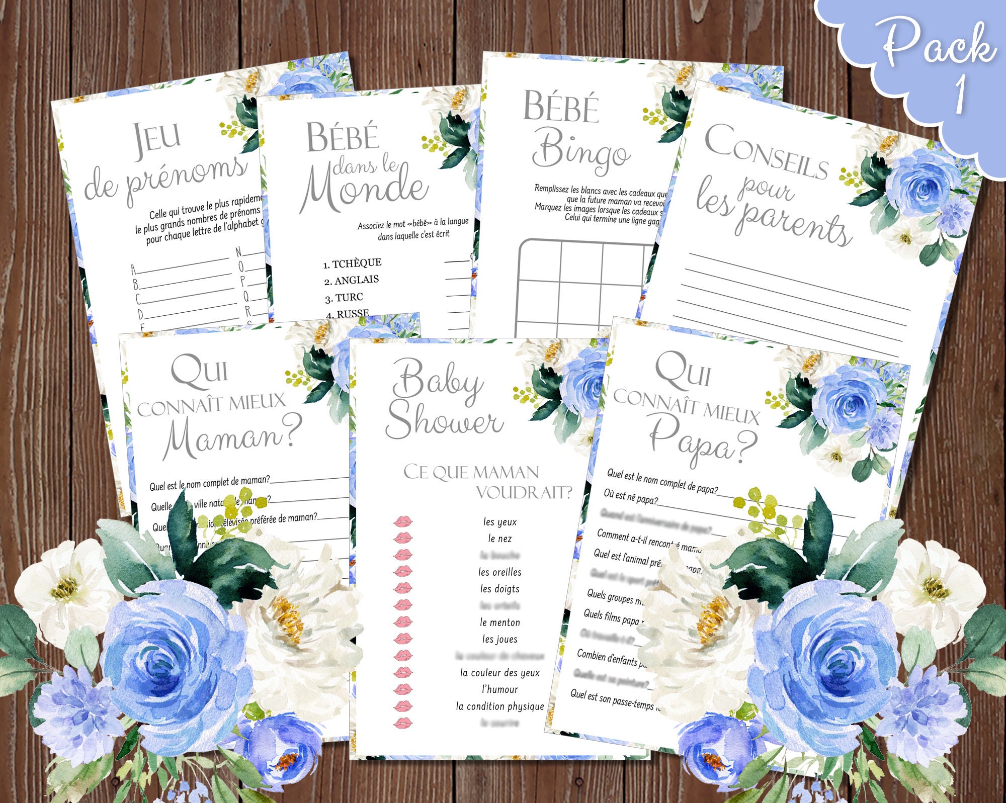 Jeux De Baby Shower Jeux De Garcon French Baby Shower Games Etsy