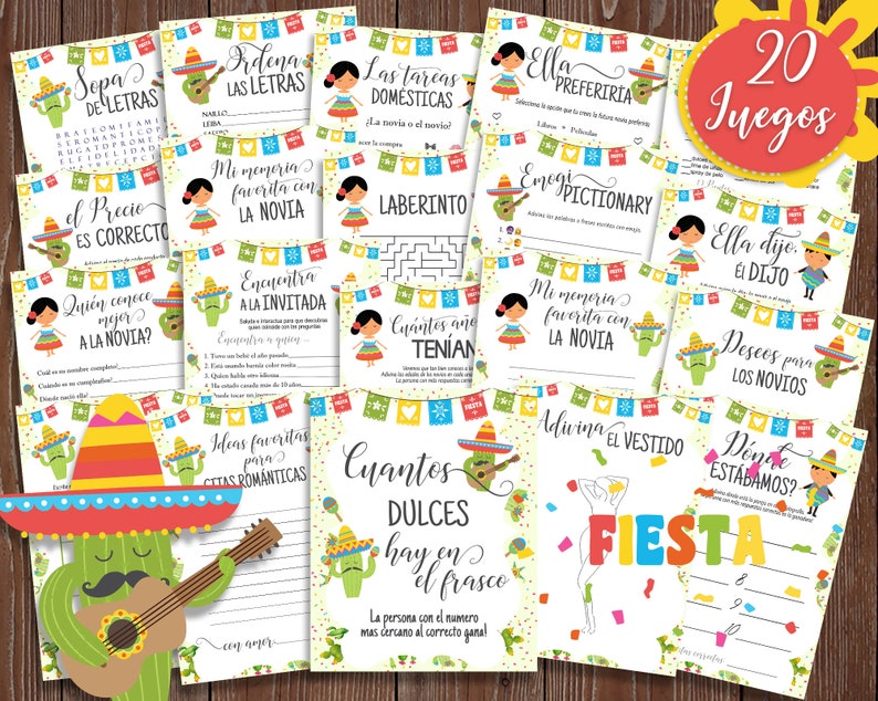 Fiesta Bilingual Bridal Shower Games Fiesta Bridal Shower Etsy